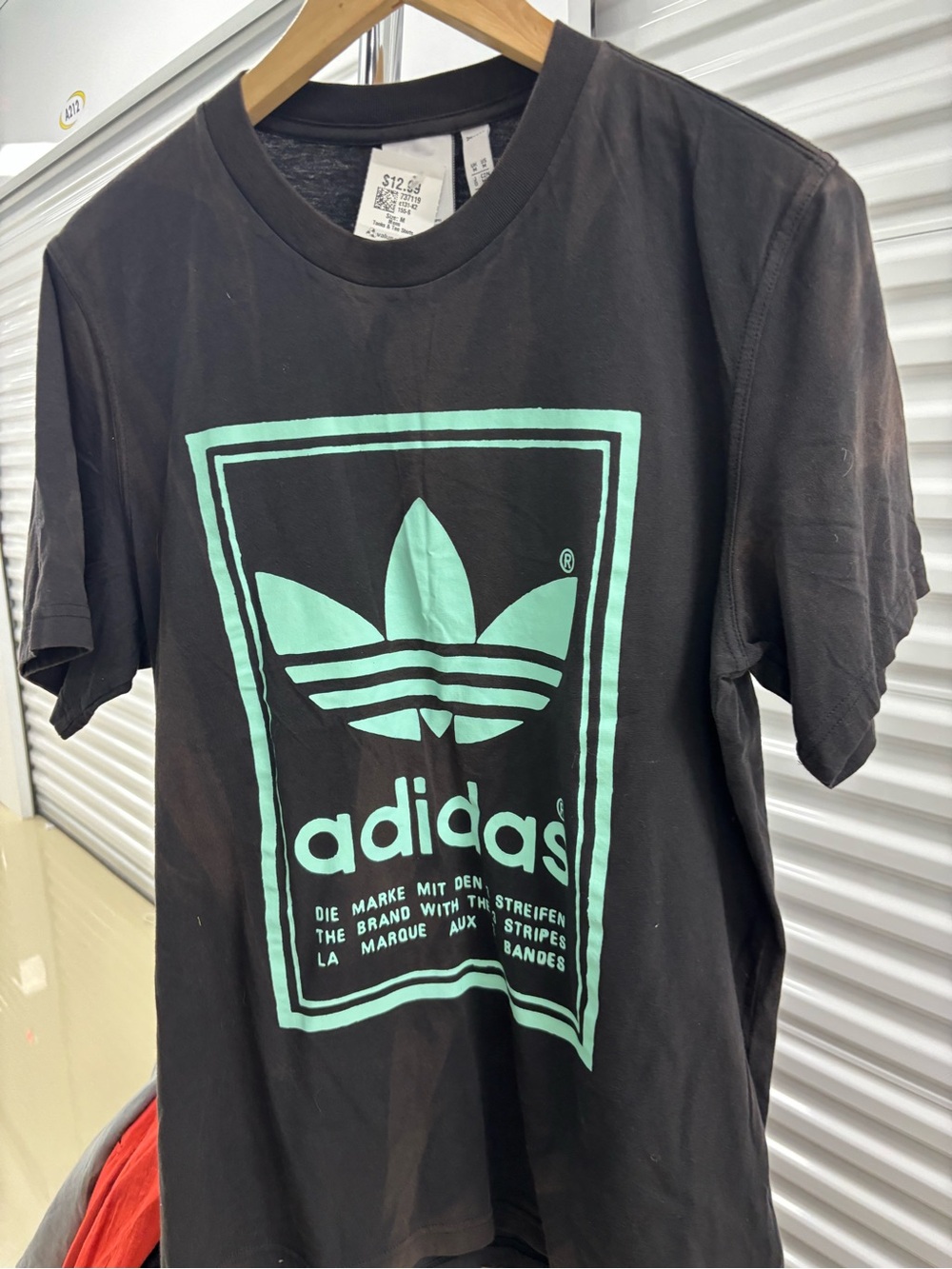 adidas Black Tee with Mint Graphic Trefoil